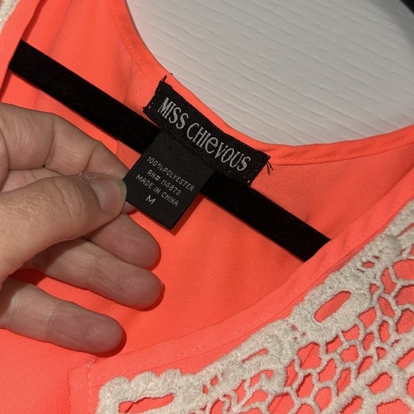 Miss Chievous Orange Flutter Sleeve Peplum Blouse size medium - Picture 4 of 8